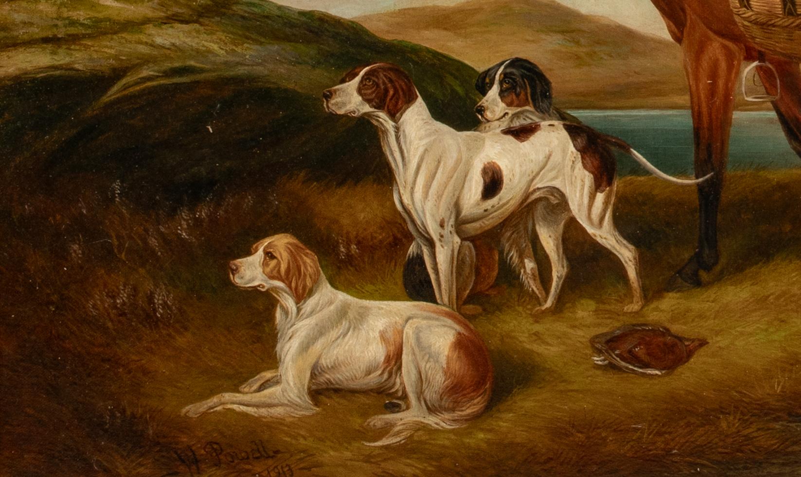 Horse and Dogs in a Highland Landscape, dated 1913  by William E. POWELL  For Sale 3