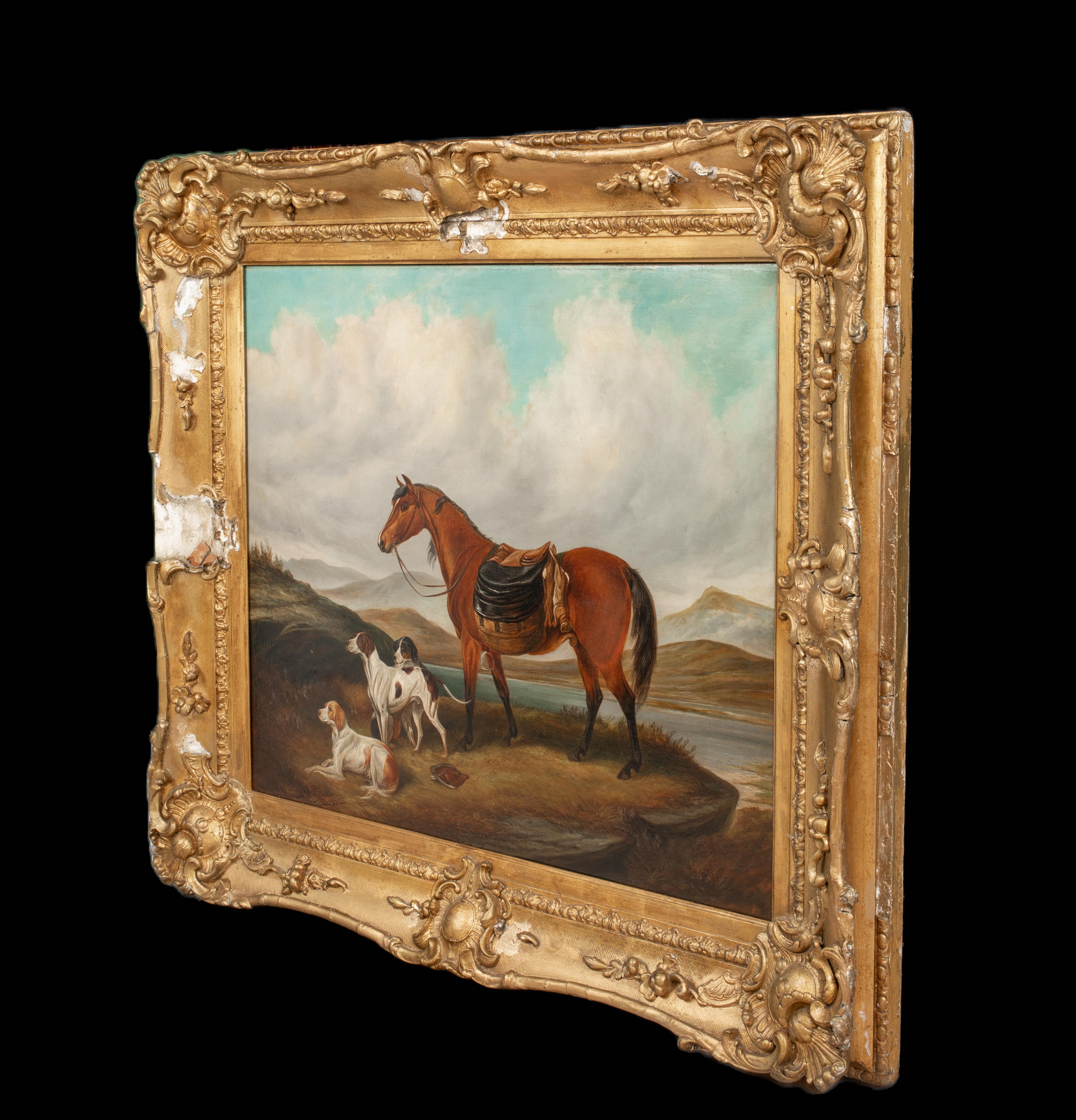 Horse and Dogs in a Highland Landscape, dated 1913  by William E. POWELL  For Sale 5