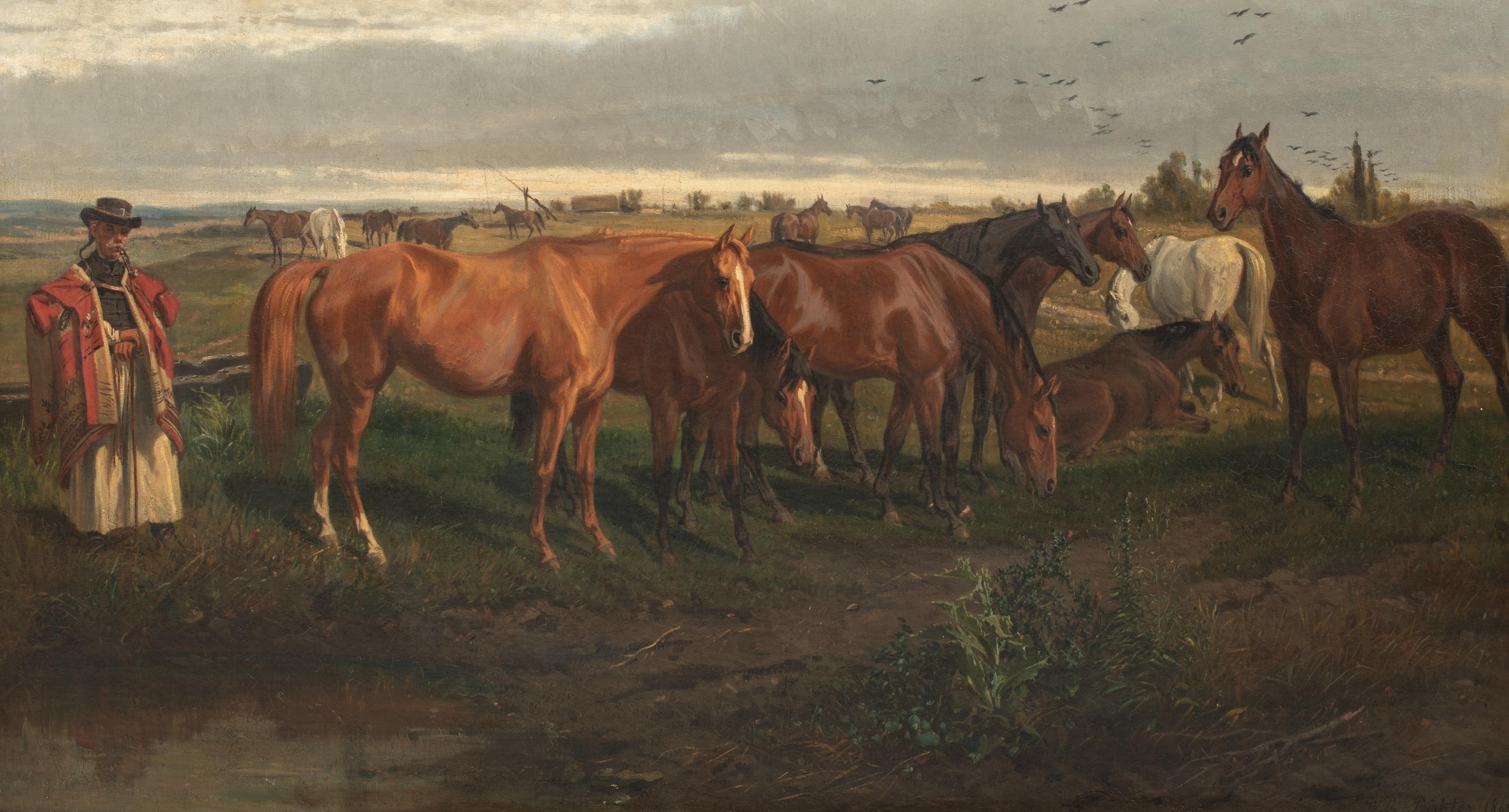 Horse Breeder und Pferde in einer Landschaft aus dem 19. Jahrhundert WILHELM RICHTER (1824-1892) im Angebot 6
