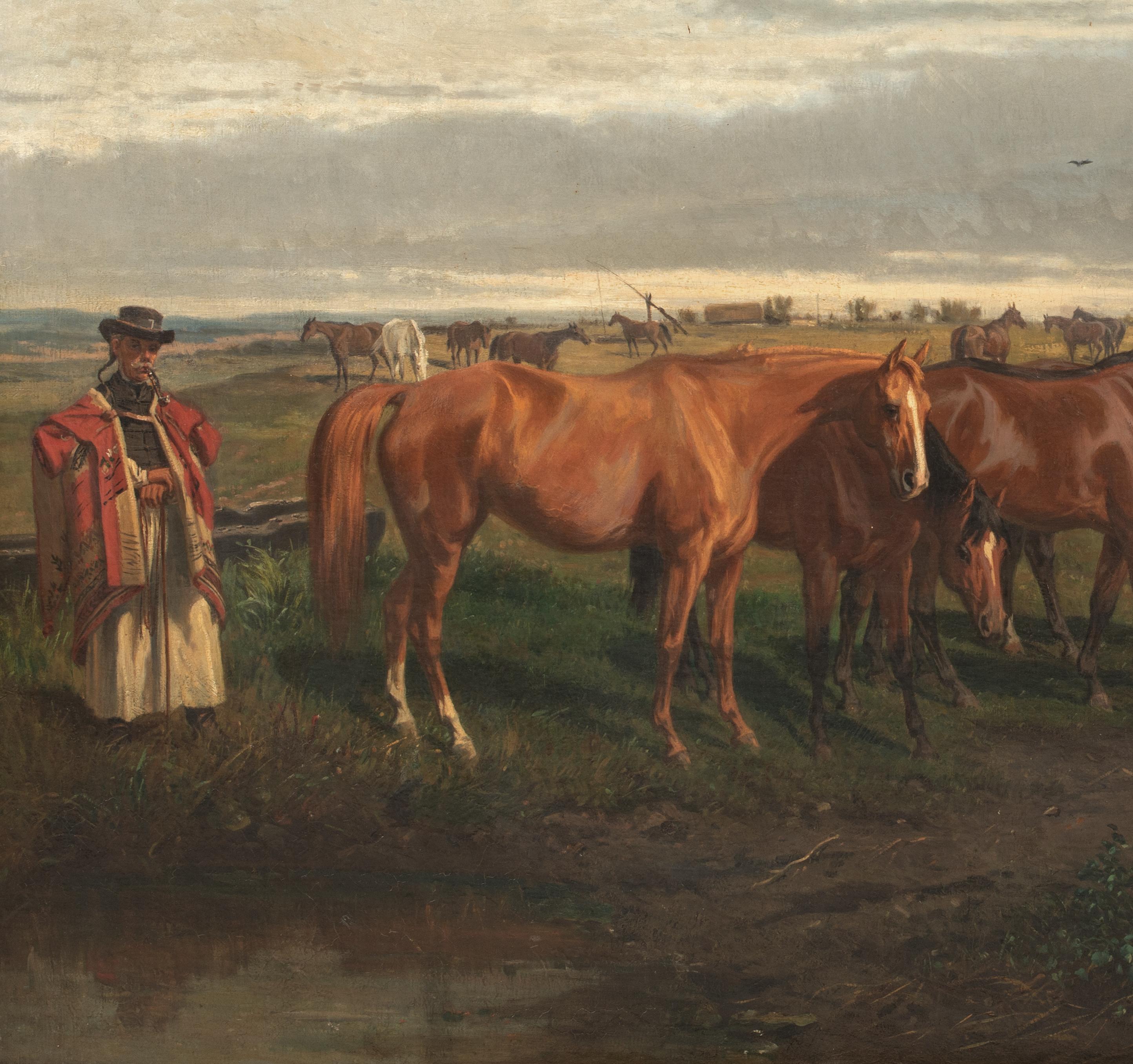 Horse Breeder und Pferde in einer Landschaft aus dem 19. Jahrhundert WILHELM RICHTER (1824-1892) im Angebot 2