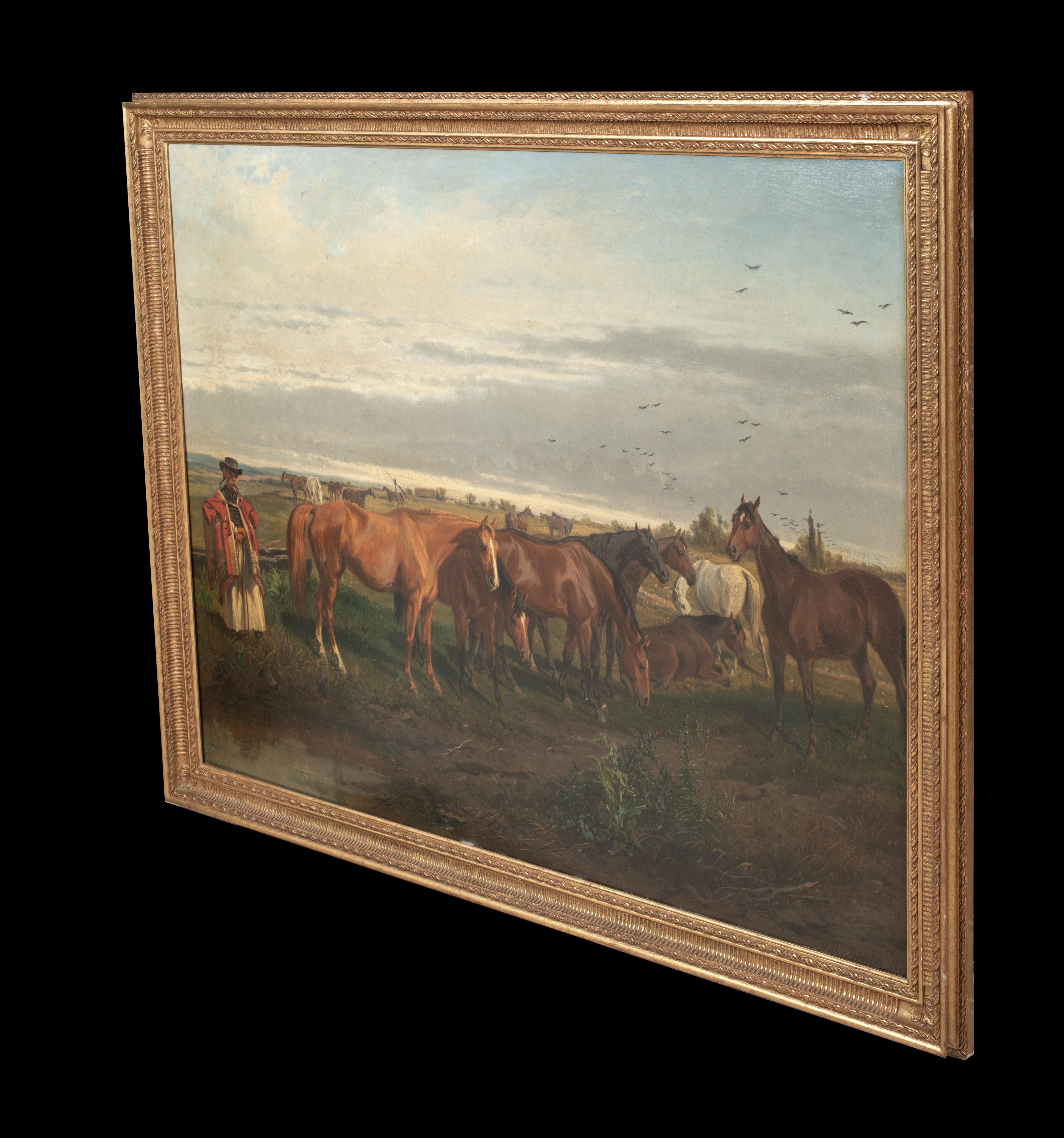 Horse Breeder und Pferde in einer Landschaft aus dem 19. Jahrhundert WILHELM RICHTER (1824-1892) im Angebot 4