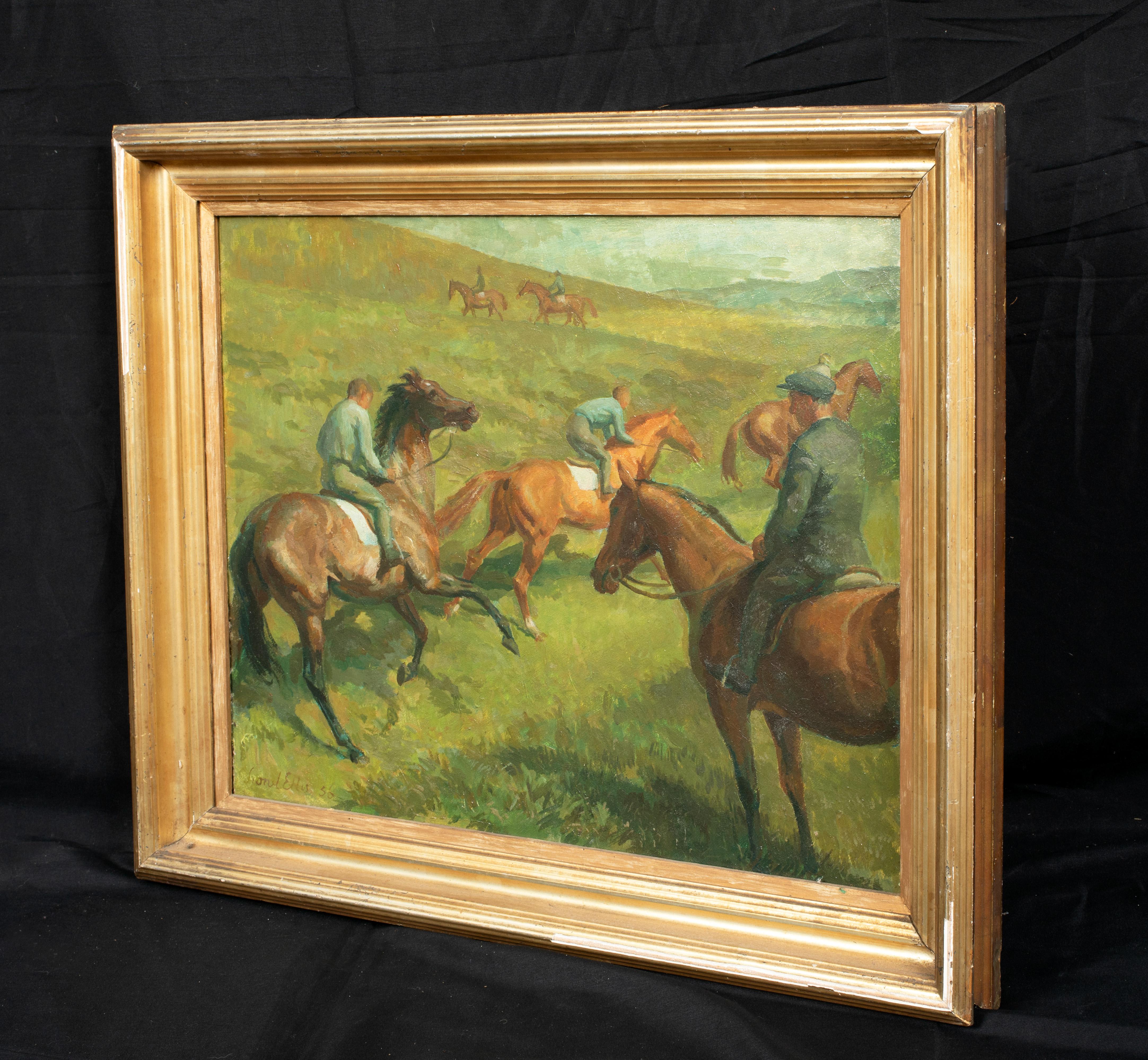 Horses & Jockeys, early 20th Century 

by Lionel ELLIS (1903-1988)

Fine early 20th century portrait of a jockeys and horses in an open landscape, oil on panel. Good quality and condition example of the Ellis's work, framed and signed.

Provenance:
