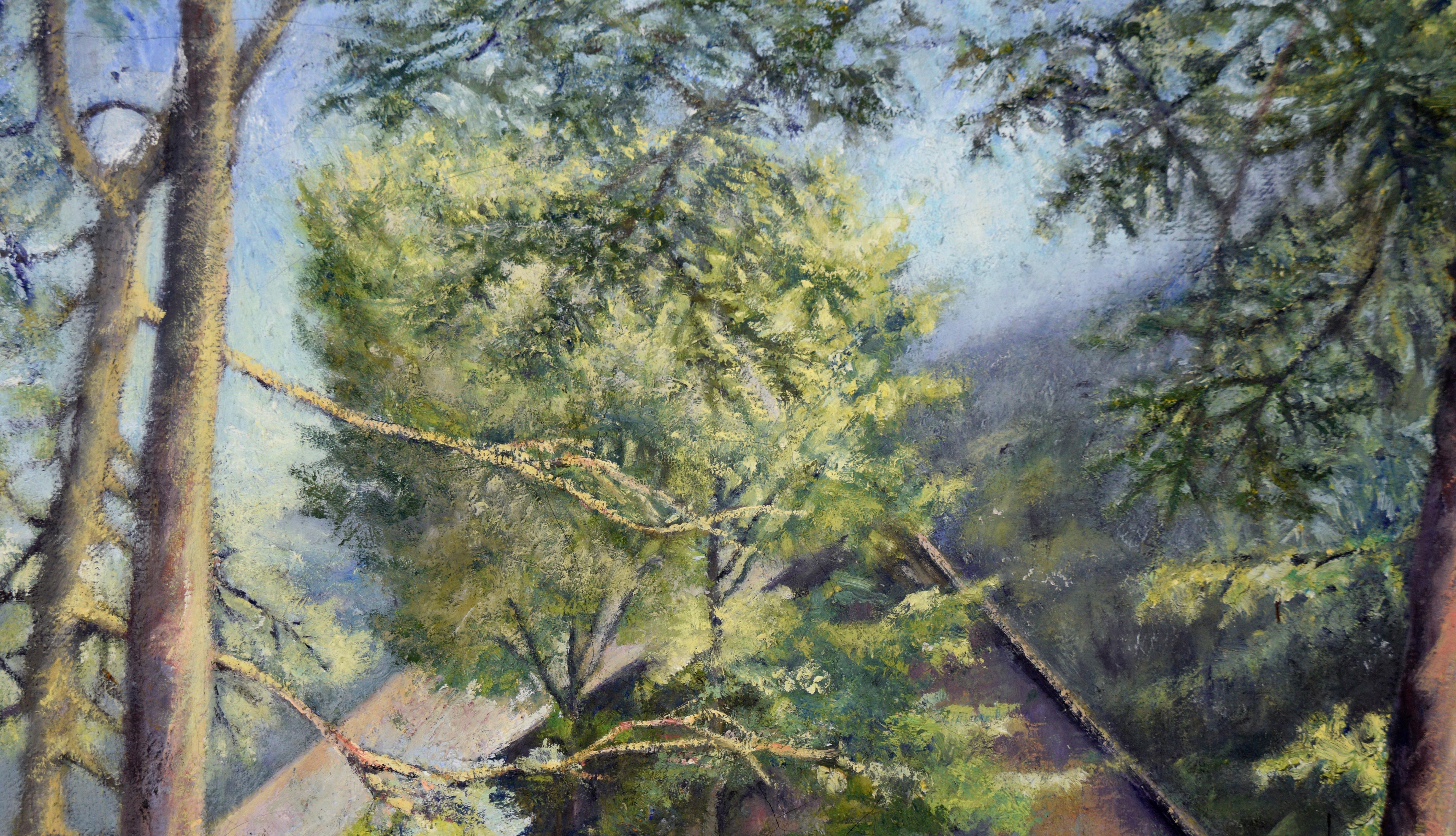 Stalle per cavalli nella valle - Paesaggio agricolo - Landscape Painting Grigio di Unknown