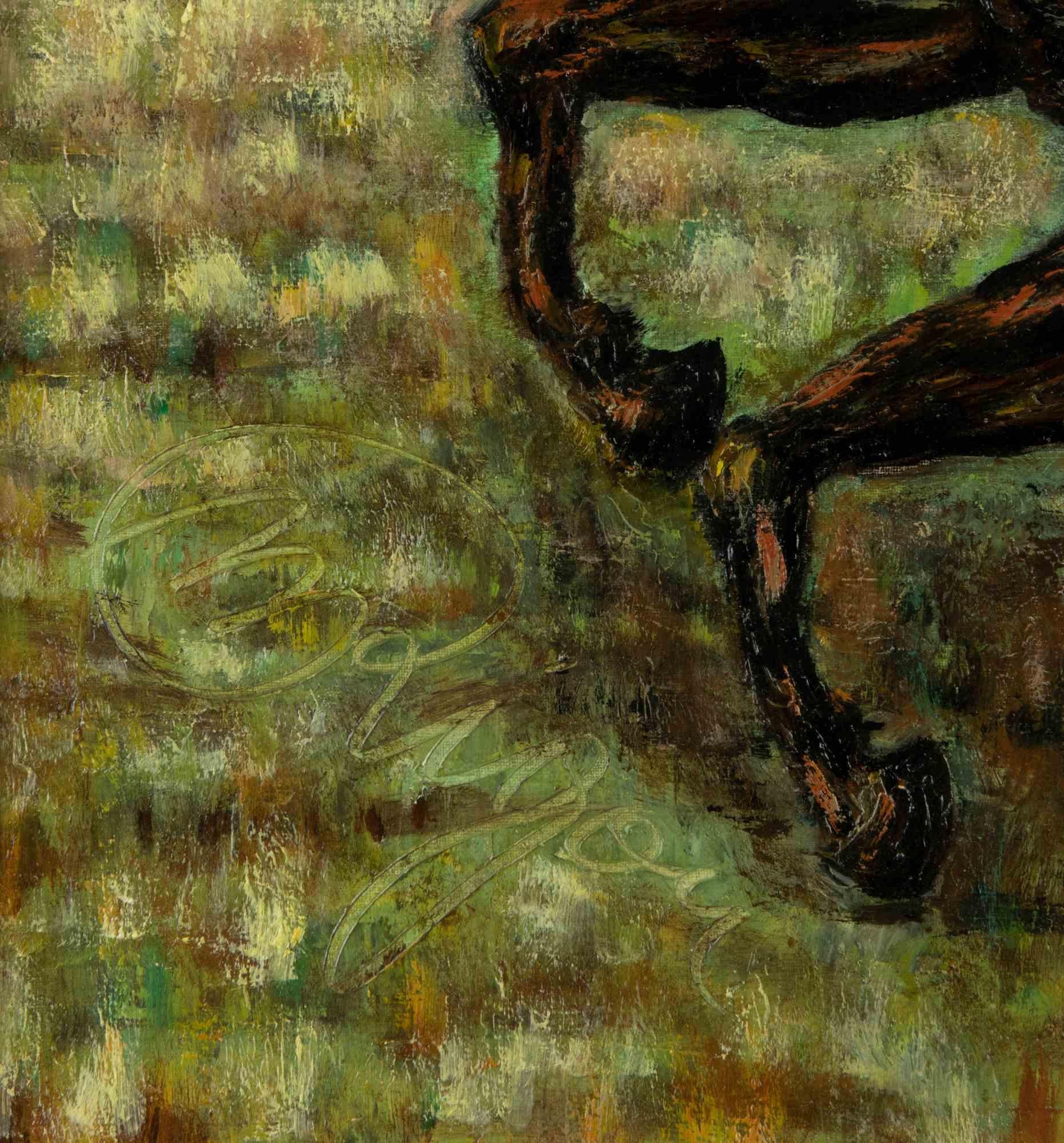Chevaux - Huile sur toile - 1991 - Painting de Unknown