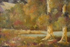 House In The Woods, 1964 - Original Oil Painting On Masonite