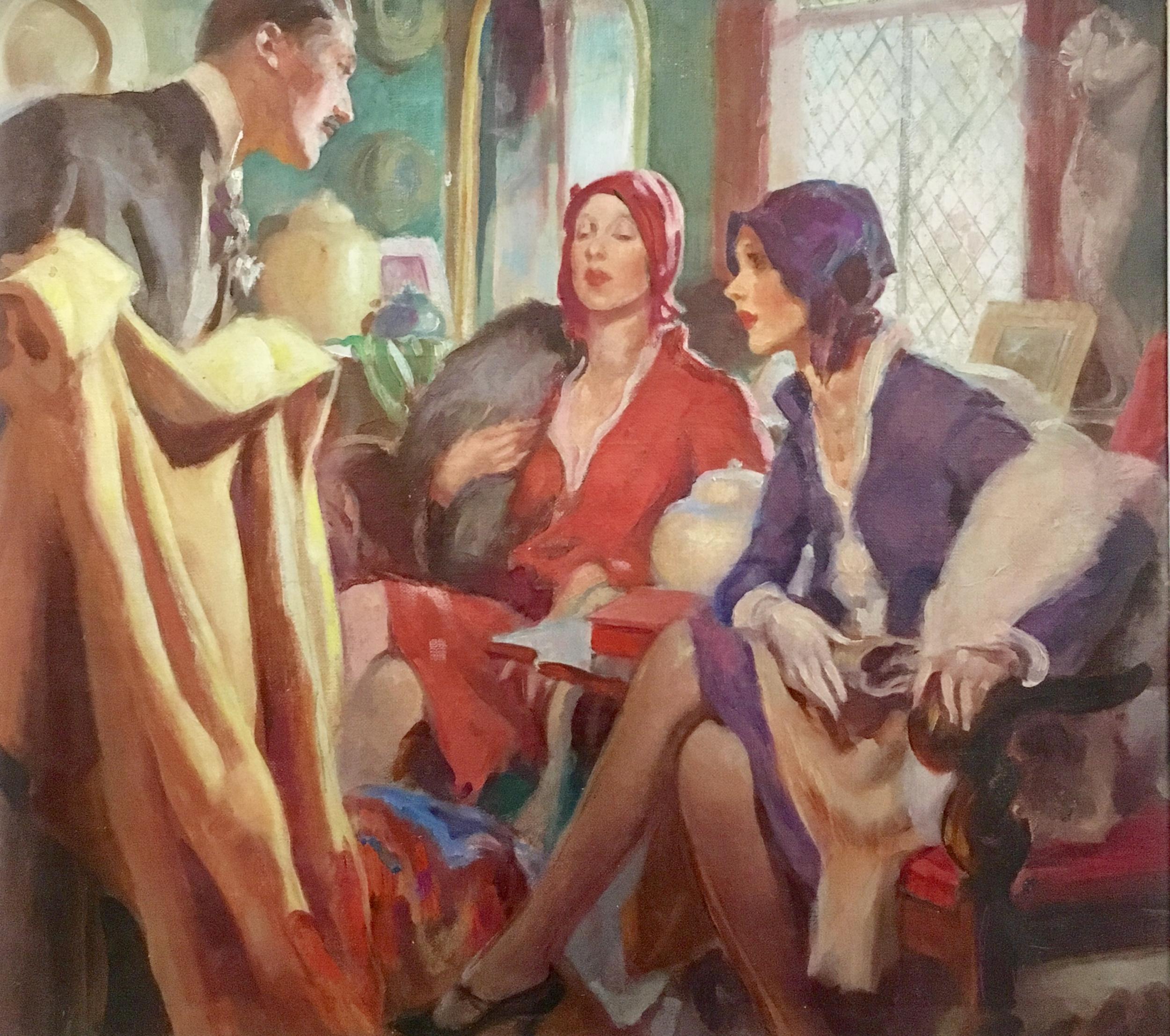 American illustrator c1930 Figurative Painting - 'How Much?'