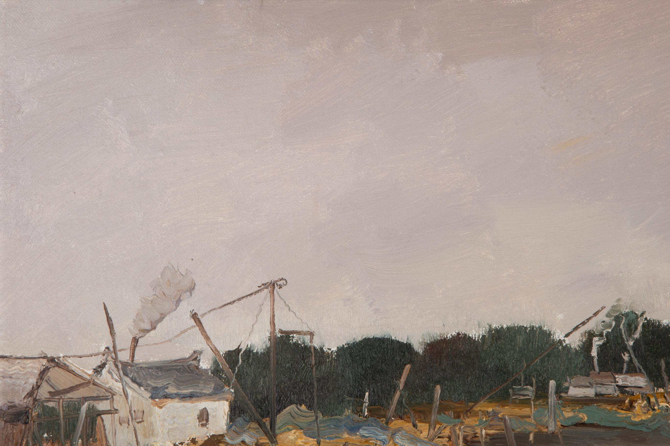 HuaYi Wang Paesaggio Pittura ad olio originale 
