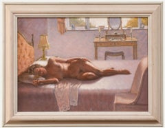 Hubert E. Marshall (né en 1920) - Huile du 20e siècle, reposant sur un modèle
