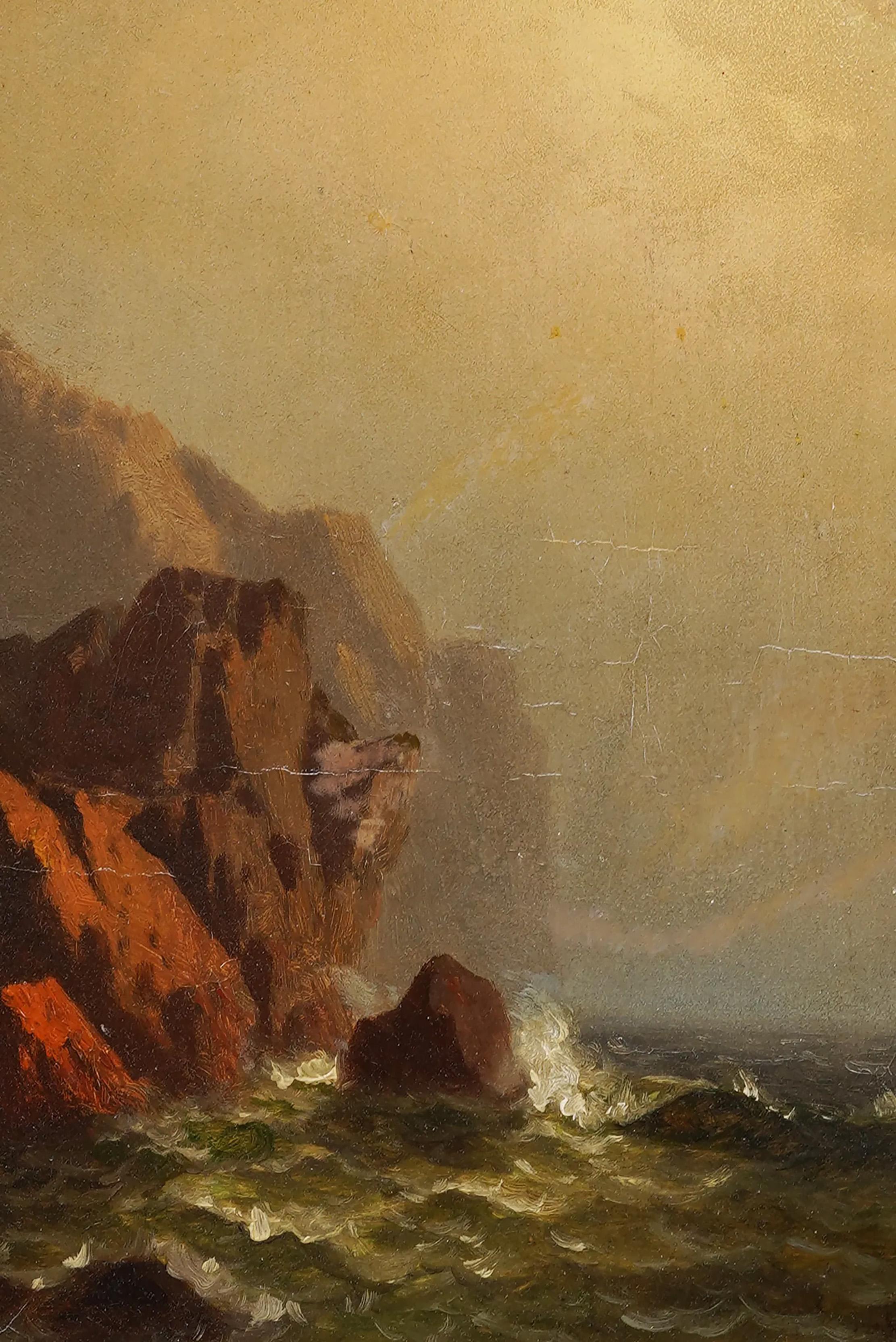 Hudson River School Coastal Seascape Framed Grand Manan Seascape Oil Painting 1