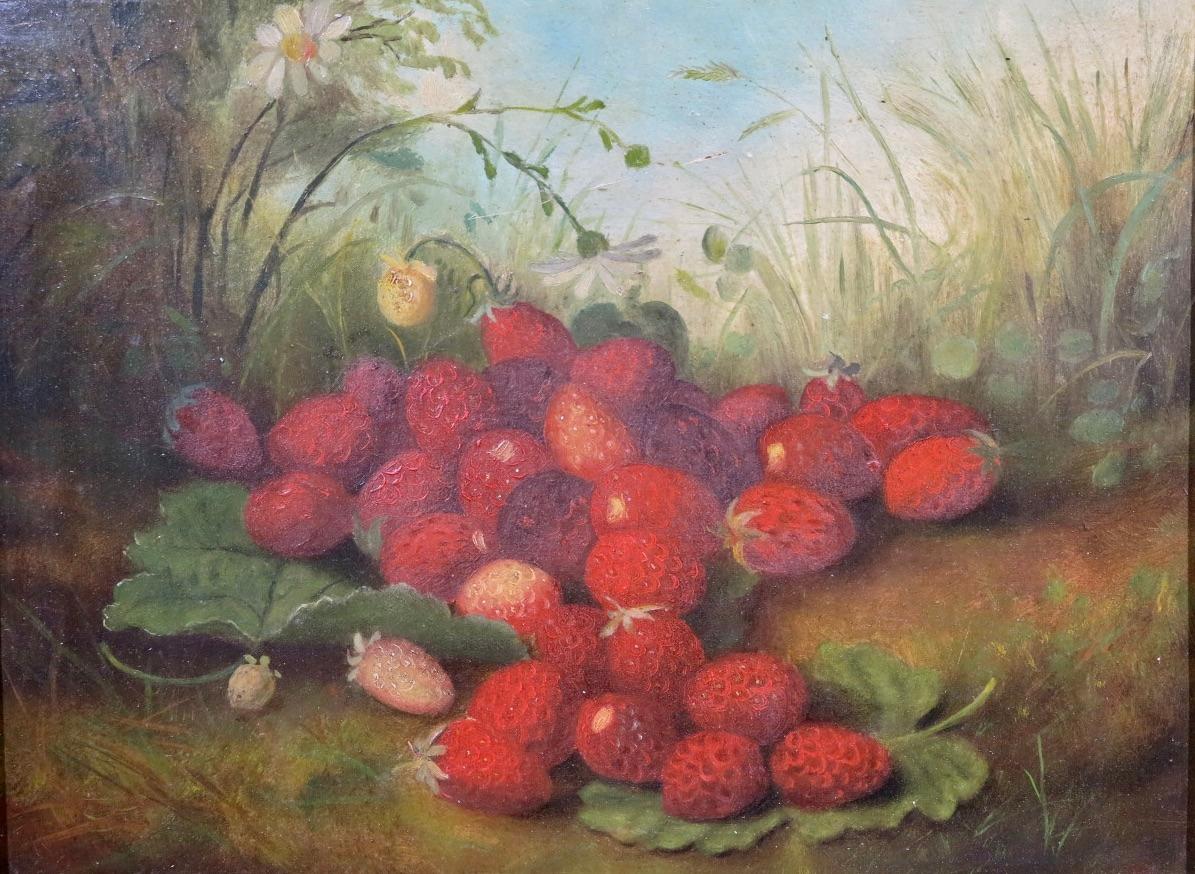 Hudson River School era fruit still life landscape paintings - Painting by Unknown