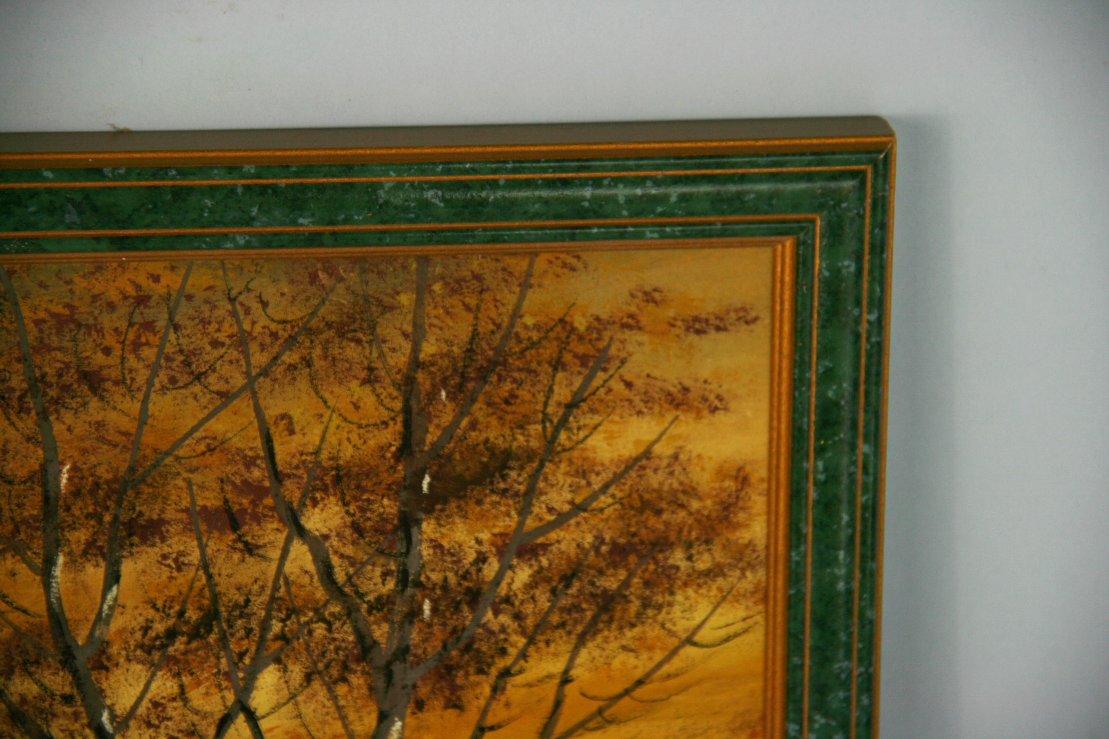 Hudson River School, peinture à la gouache d'un paysage d'automne 1910 en vente 3
