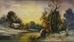 Hudson River School Pastel Landscape