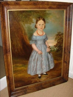 Huge 18thc Early Georgian Period Oil Portrait Of A Young Girl English School