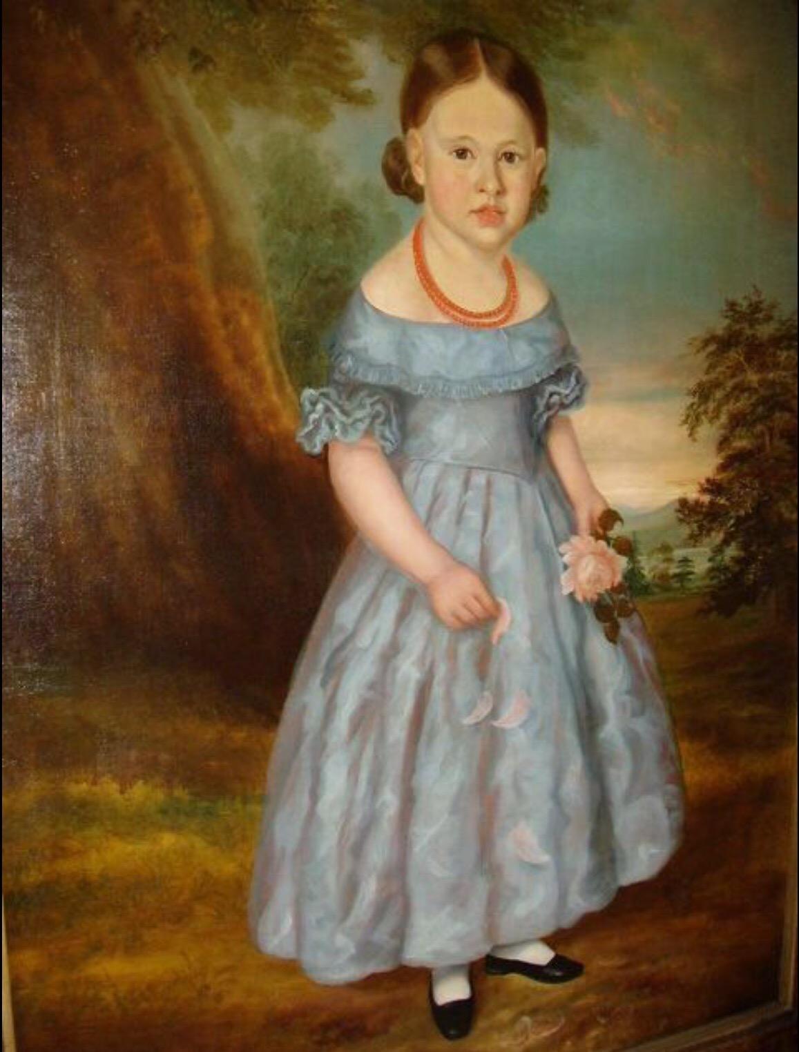 Unknown Figurative Painting - Huge 18thc Early Georgian Period Oil Portrait Of A Young Girl English School