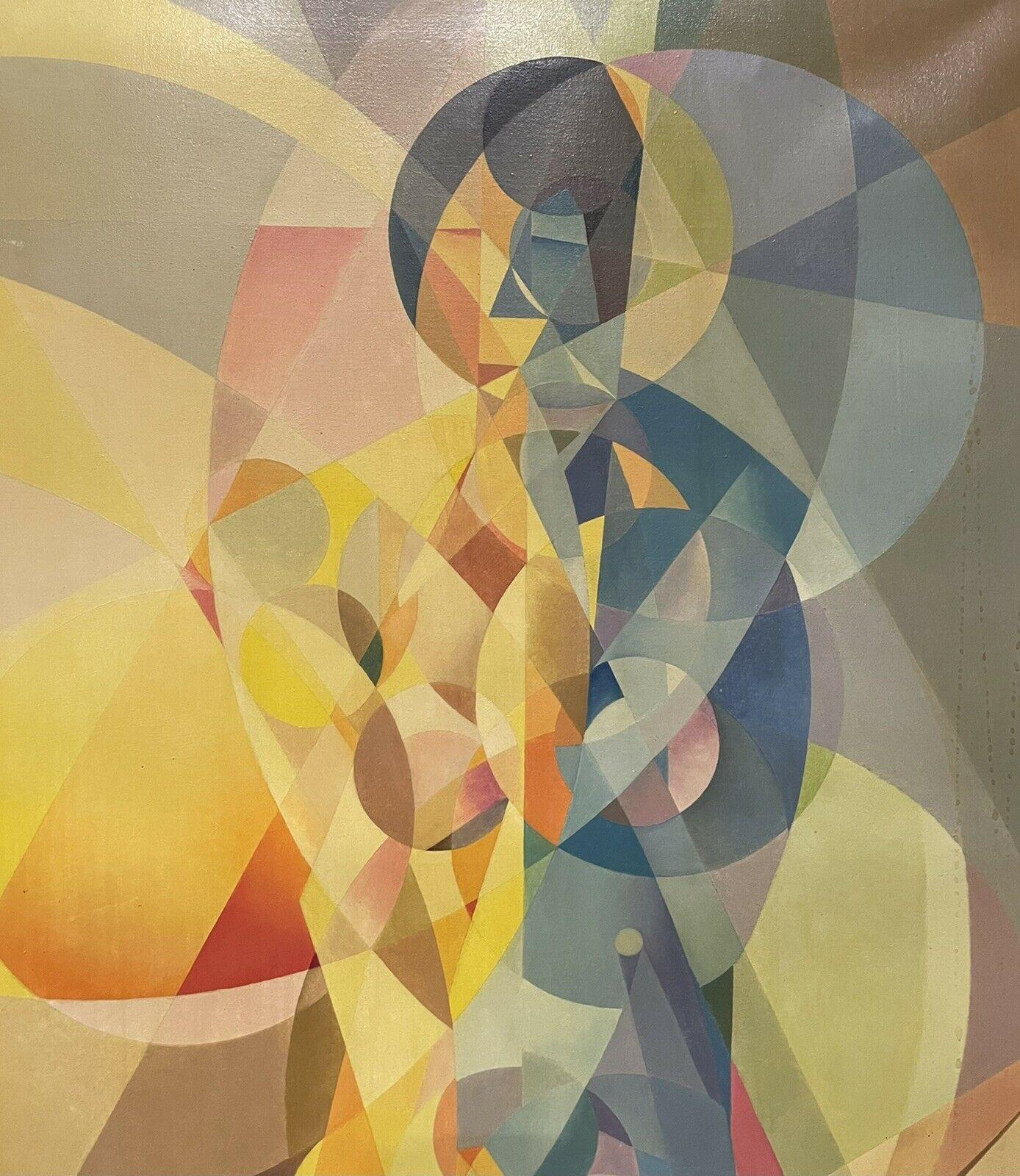 HUGE PIÈCE D'OREILLE FRANÇAISE SIGNÉE D'ARTISANAT DES ANNÉES 1970 - BRIGHT & COLORFUL NUDE - Géométrique abstrait Painting par Unknown