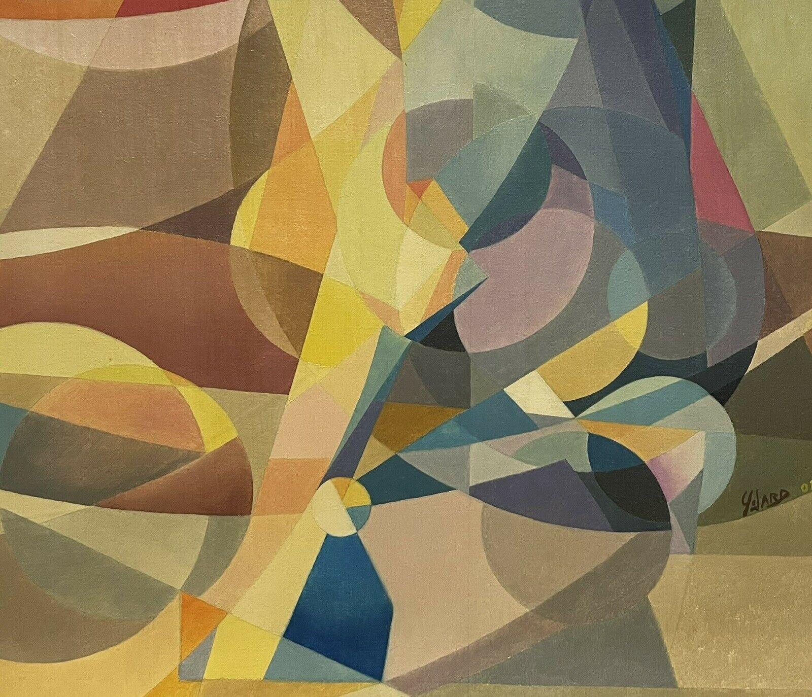 ENORME OLIO ASTRATTO CUBISTA FRANCESE DEL 1970 FIRMATO - NUDO LUMINOSO E COLORATO - Abstract Painting Beige di Unknown