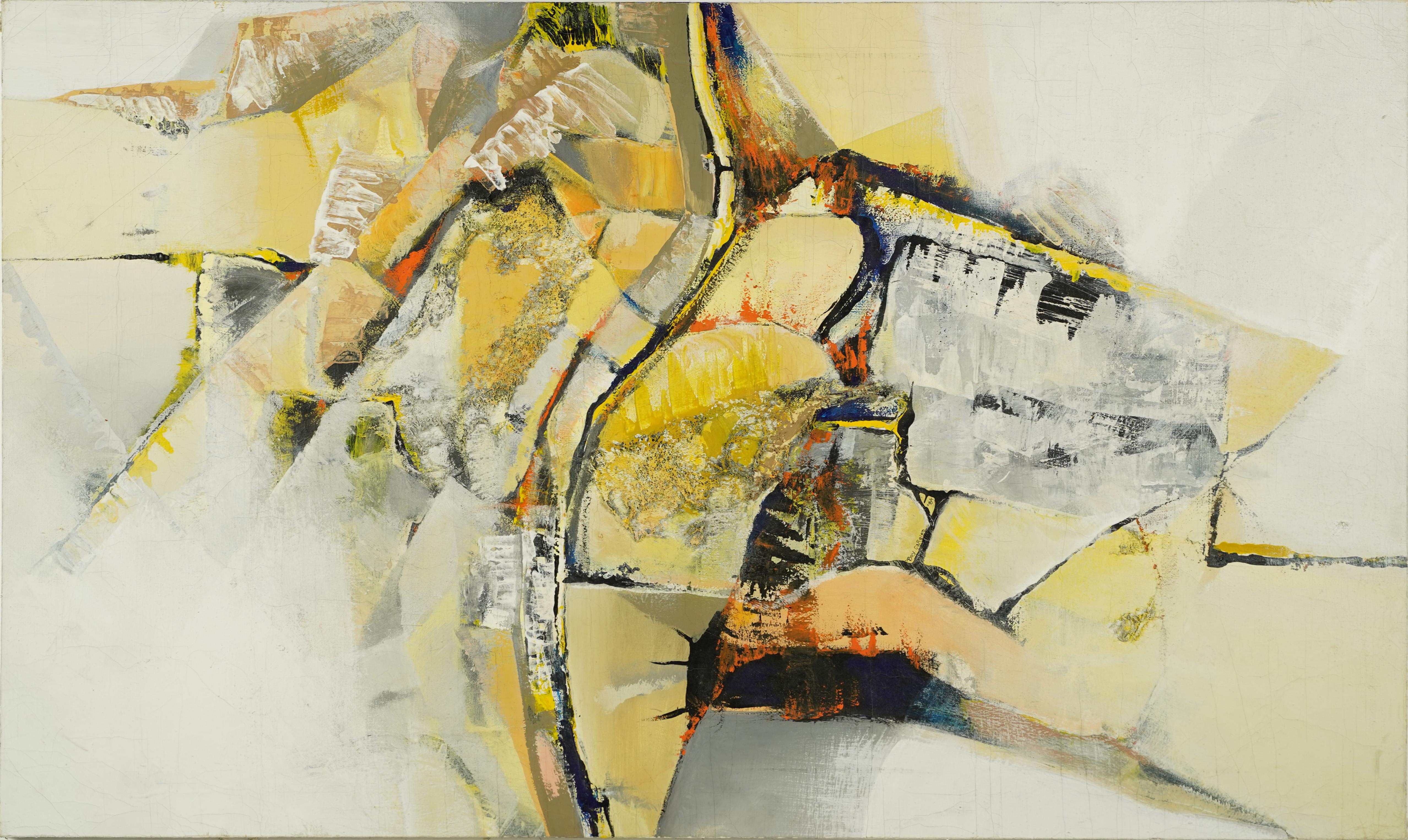Enorme pittura ad olio antica di scuola americana, espressionista astratto, originale di NYC