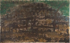 Huge Antique American School Original Oil On Canvas Landscape Abstract Painting