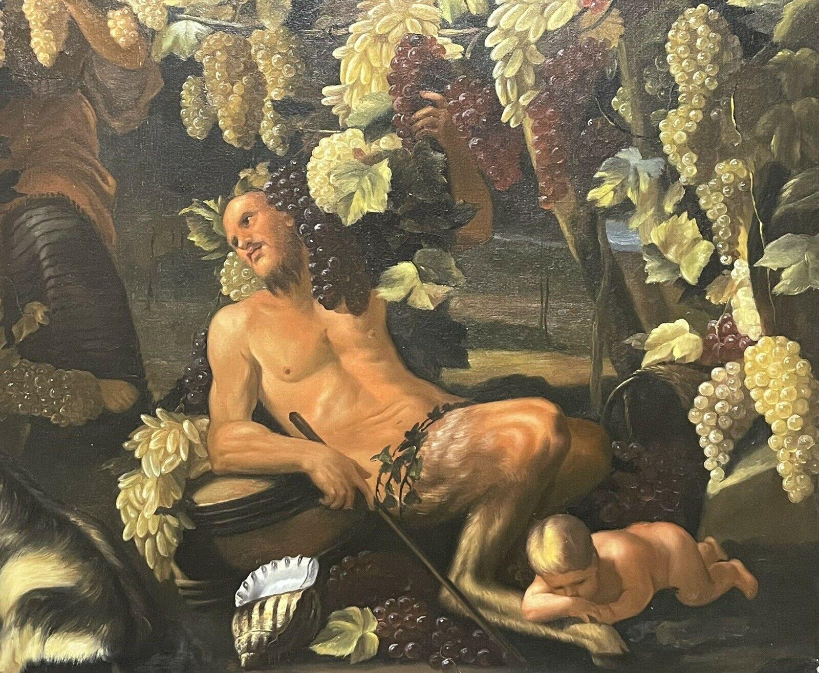 HUGE CLASSICAL OIL PAINTING - BACCHUS FESTIVAL GRAPE HARVEST - MYTHOLOGICAL - Old Masters Painting by Unknown