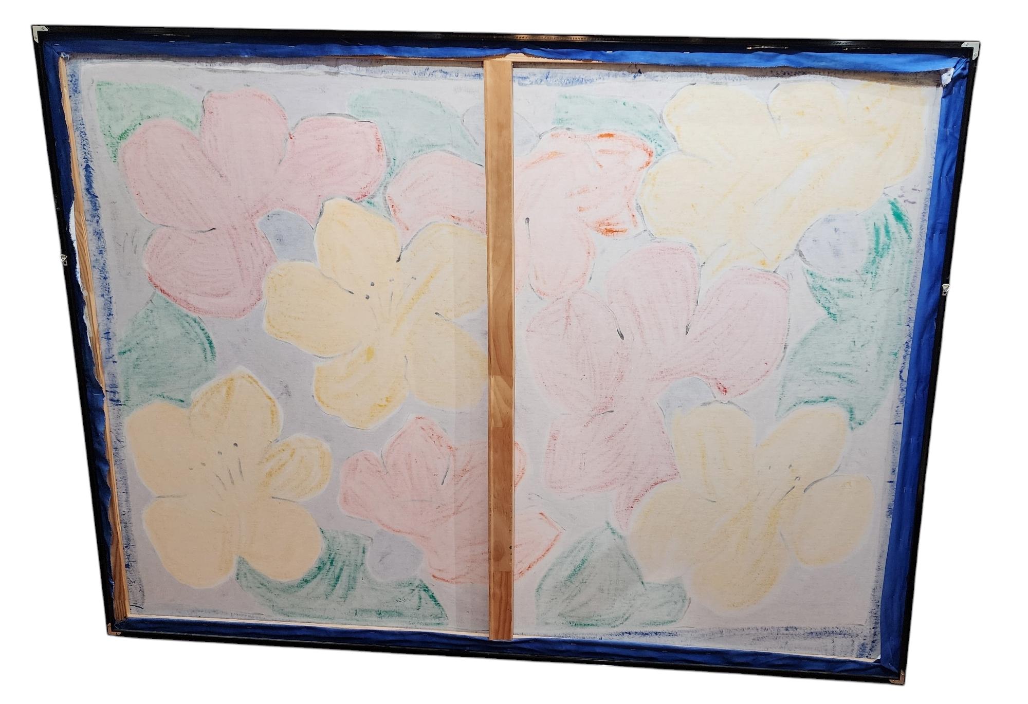Bunte florale abstrakte Malerei 

Acryl auf Seide

56