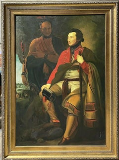 Huge Oil Painting Colonel Guy Johnson & Karonghyontye after Benjamin West