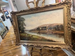 HUGH OIL PAINTING  Tintern Abbey Antique 19th Century Fine Quality Piece GGF