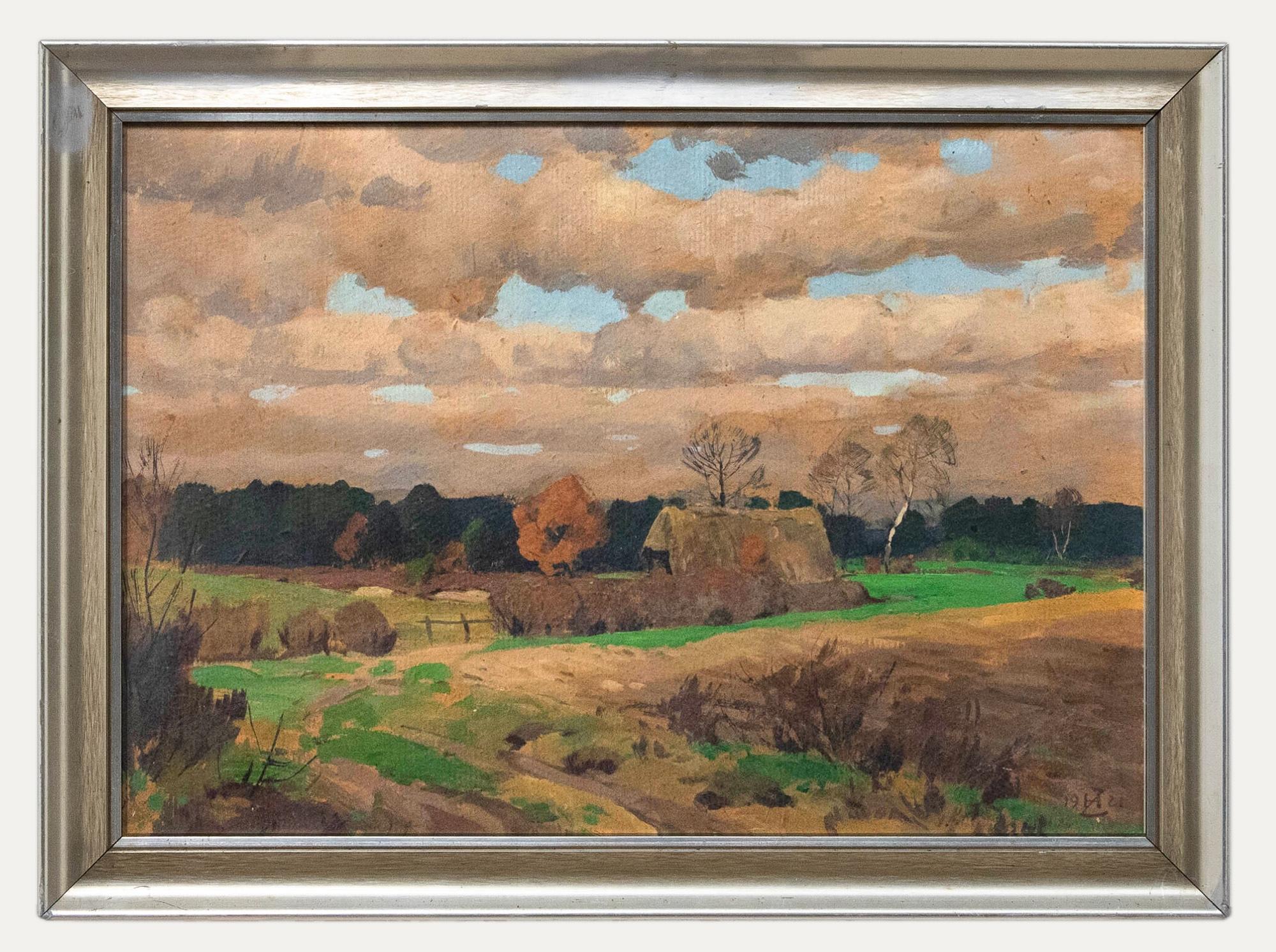Unknown Landscape Painting - Hugo Zieger (1864-1932) - 1921 Oil, Old Barn near Oldenburg