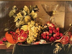 Huile sur toile XXe, nature morte aux fruits