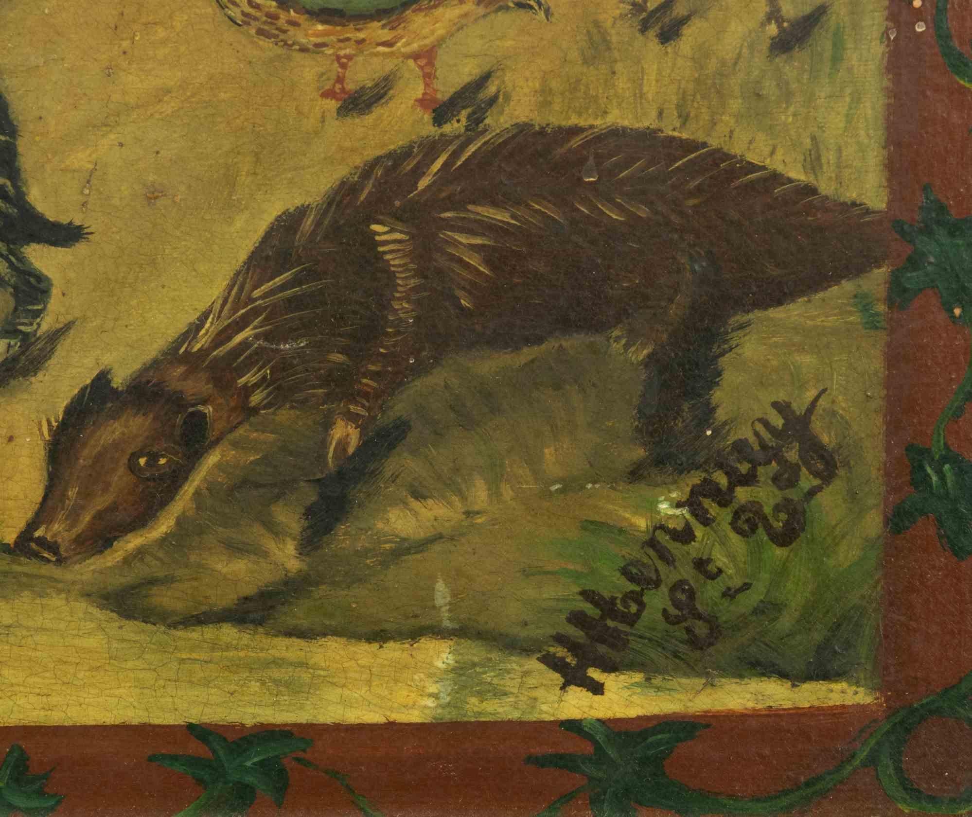  Hunter's funeral – Zeichnung in Tempera – frühes 20. Jahrhundert (Moderne), Painting, von Unknown