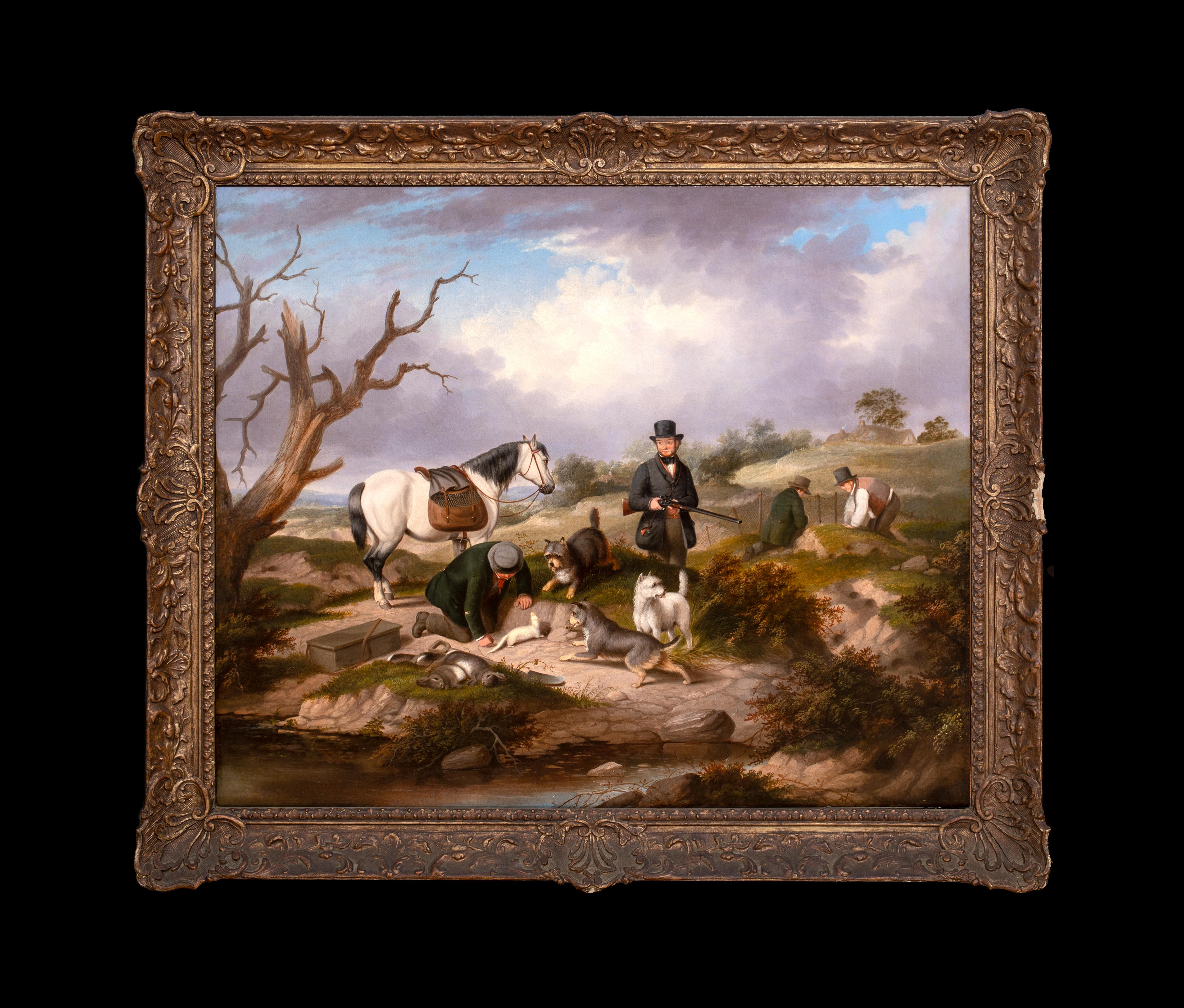 Huntsmen and Terriers & Ferrets Kaninchenzüchter, 19. Jahrhundert – George Armfield – Painting von Unknown