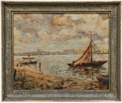 H.v. Londen - Gerahmtes Öl aus der Mitte des 20. Jahrhunderts, Blick über den Rhein nach Xanten