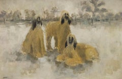 I. Eastwood - Framed 20th Century Oil, Afghan Hounds in a Landscape