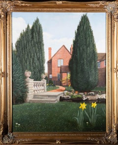 Ian Peter Pethers - 1987 Oil, Springtime in a Berkshire Garden