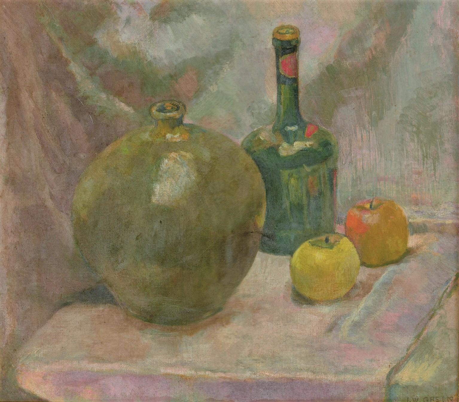 Ian W. Green - Signed and Framed Contemporary Oil, Still Life with Apples - Painting by Unknown