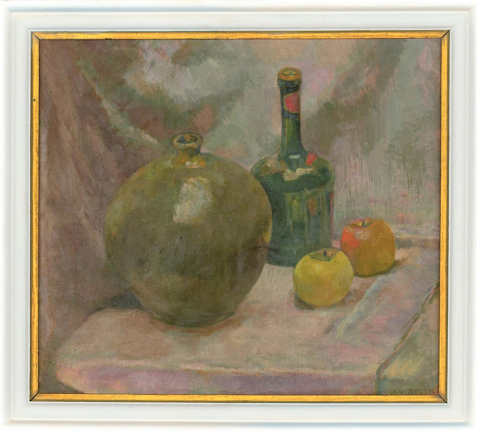 Unknown Still-Life Painting - Ian W. Green - Signed and Framed Contemporary Oil, Still Life with Apples