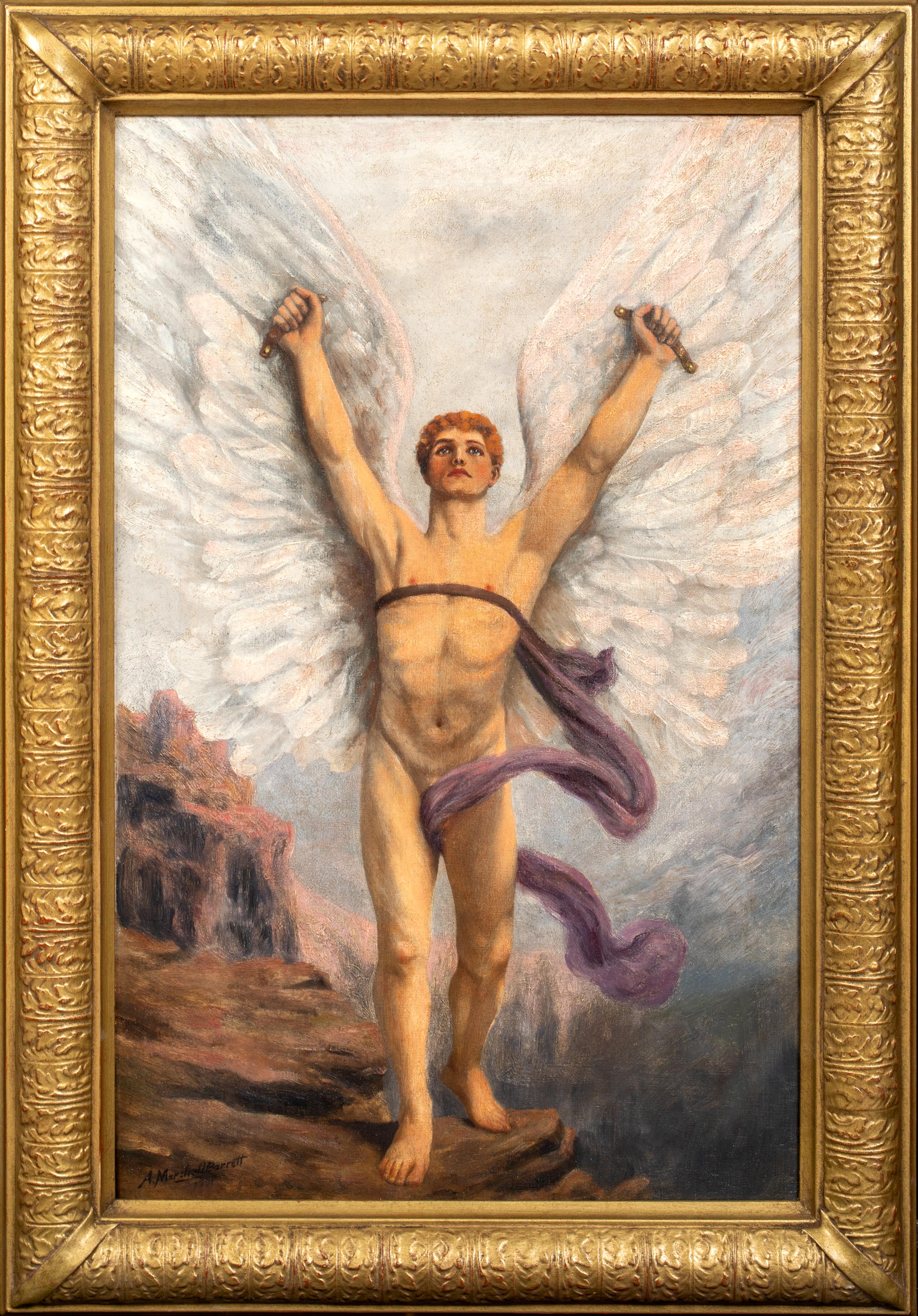 Unknown Nude Painting - Icarus, 19th Century follower of William Blake (1757-1827)