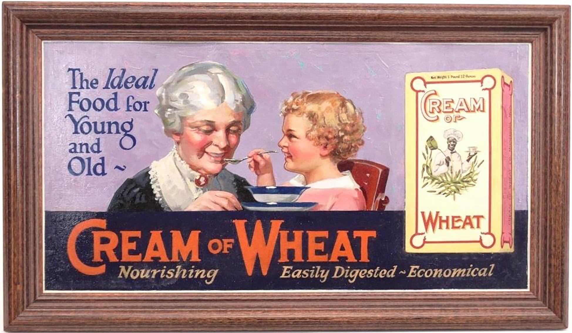 „Ideal Food for Young and Old“, „Ideal Food for Young and Old“, Werbetext in Weizencreme, 1922-1923 – Painting von Unknown