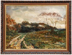 Idris Thomas - Framed Early 20th Century Oil, Walking through an Autumn Crop