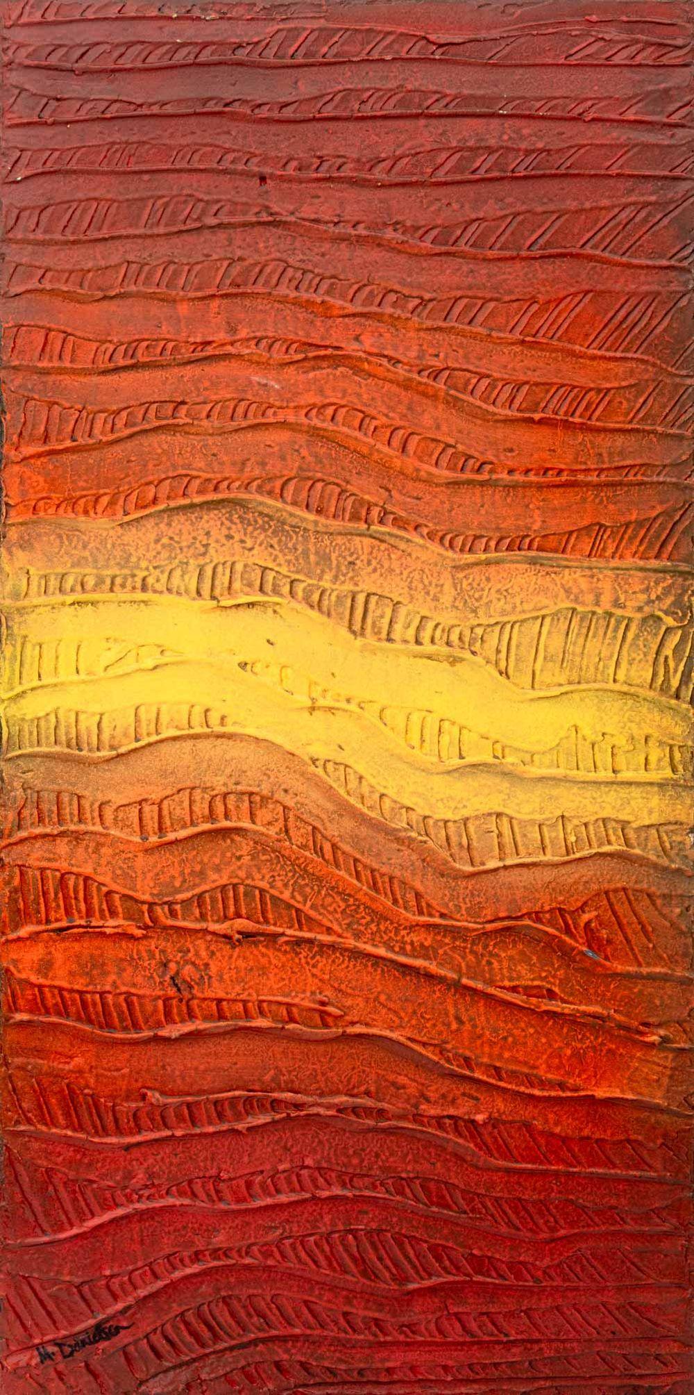 Unknown Abstract Painting - Illegibly Signed Abstraction in Red Mixed Media