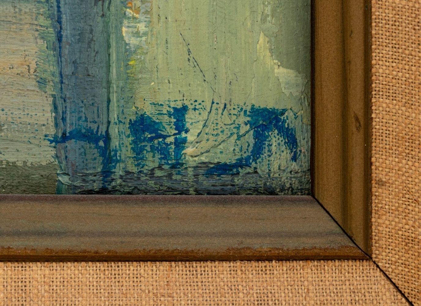 Nature morte aux chrysanthèmes de l'école américaine, signée de façon illisible - Marron Still-Life Painting par Unknown