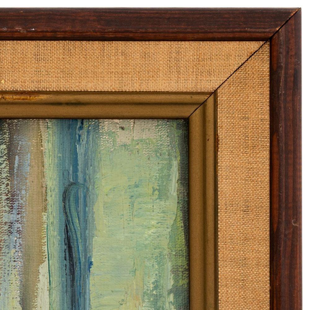 Nature morte de l'école américaine avec chrysanthèmes, huile sur toile, signature illisible en bas à droite, cadre en bois. Image : 23.75