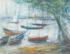 Illegibly Signed Sailboat Scene Oil on Canvas, 1997