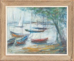 Illegibly Signed Sailboat Scene Oil on Canvas, 1997