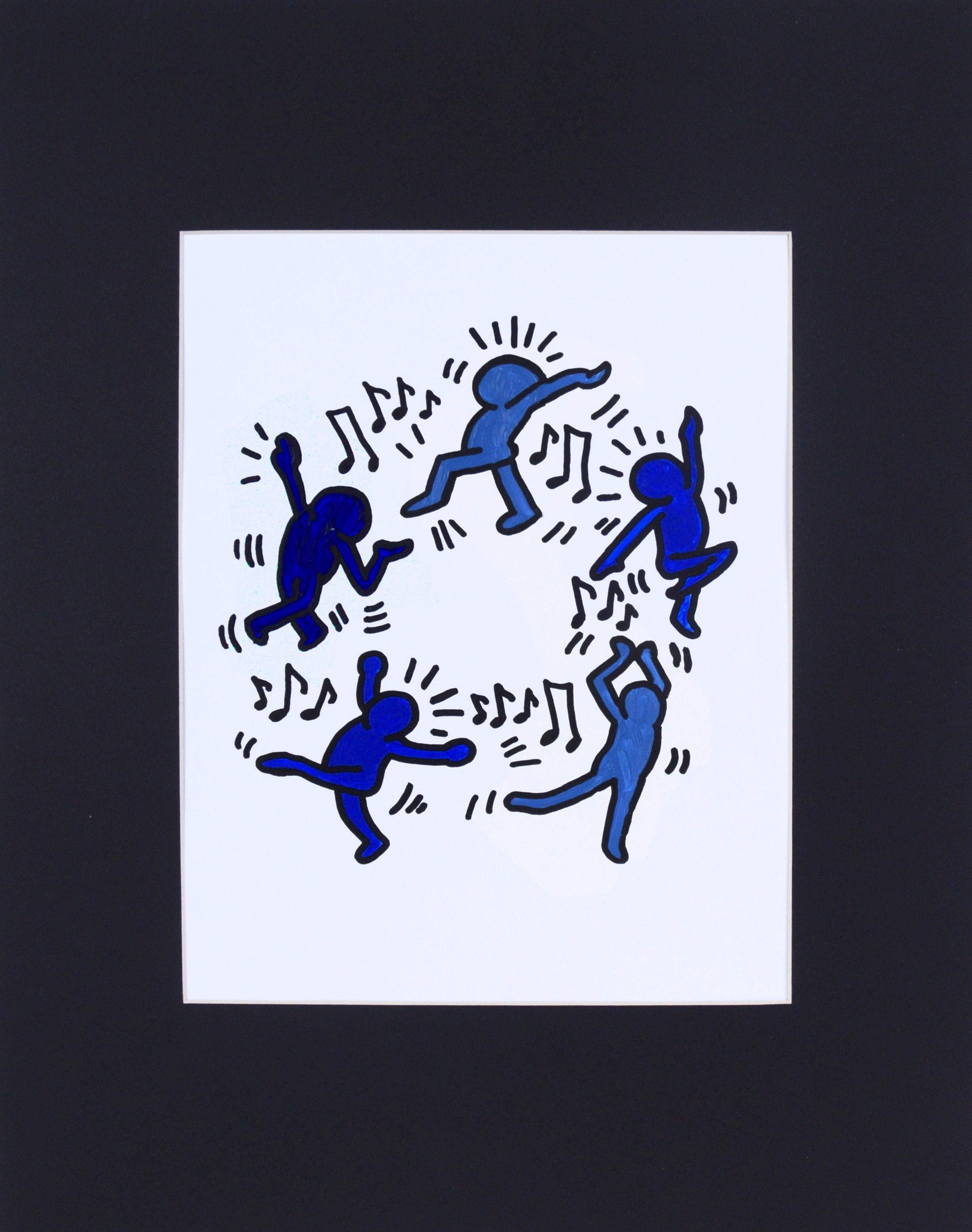 Unknown Figurative Painting - "I'm a Lyrical Dancer" - Original Painting In the Style of Keith Haring