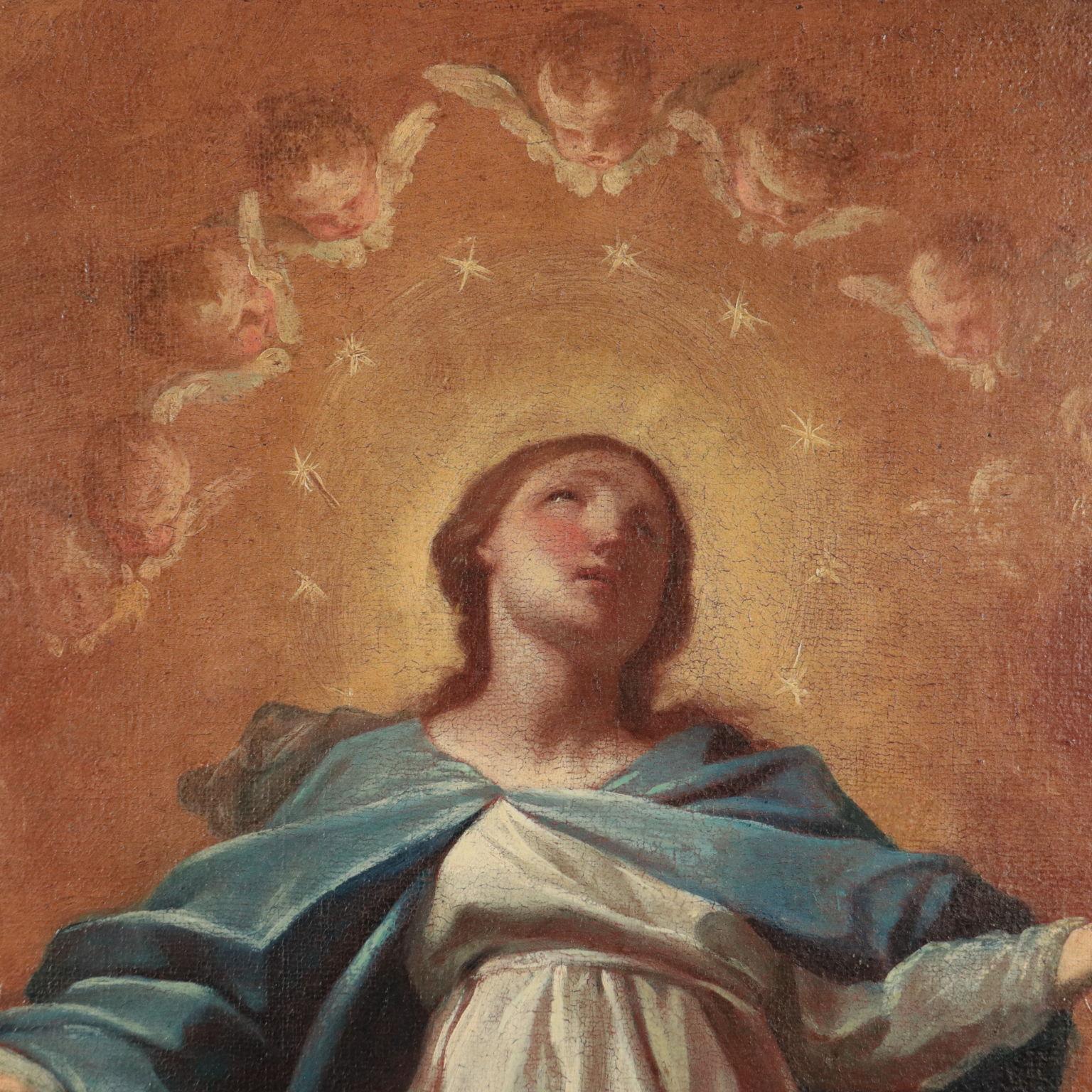 Immaculate Conception Oil on Canvas 17th Century - Other Art Style Painting by Unknown