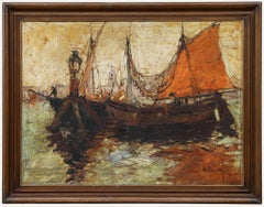 Impasto Mid 20th Century Oil - Fishing Boats