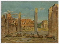 Antique Imperial Forums and Coliseum on the Background - Oil Paint - 1899