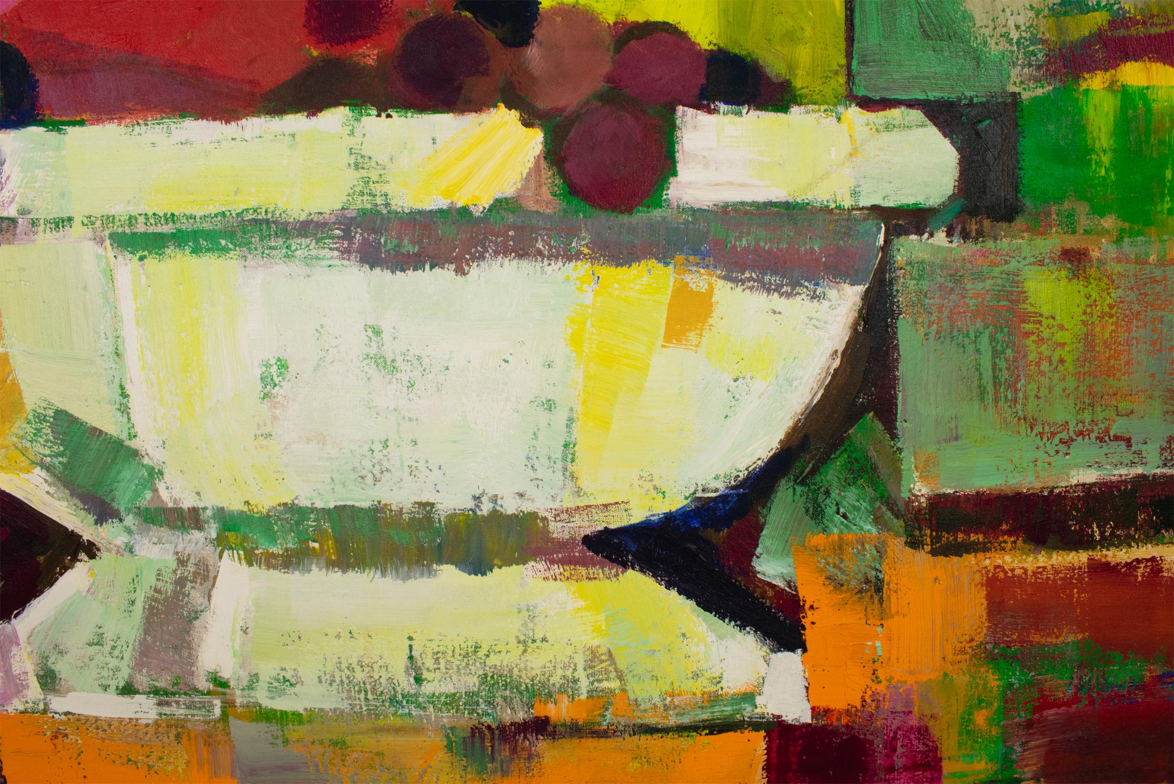 Important Still Life Oil on Canvas Painting, Centerpiece Bowl with Fruits For Sale 6