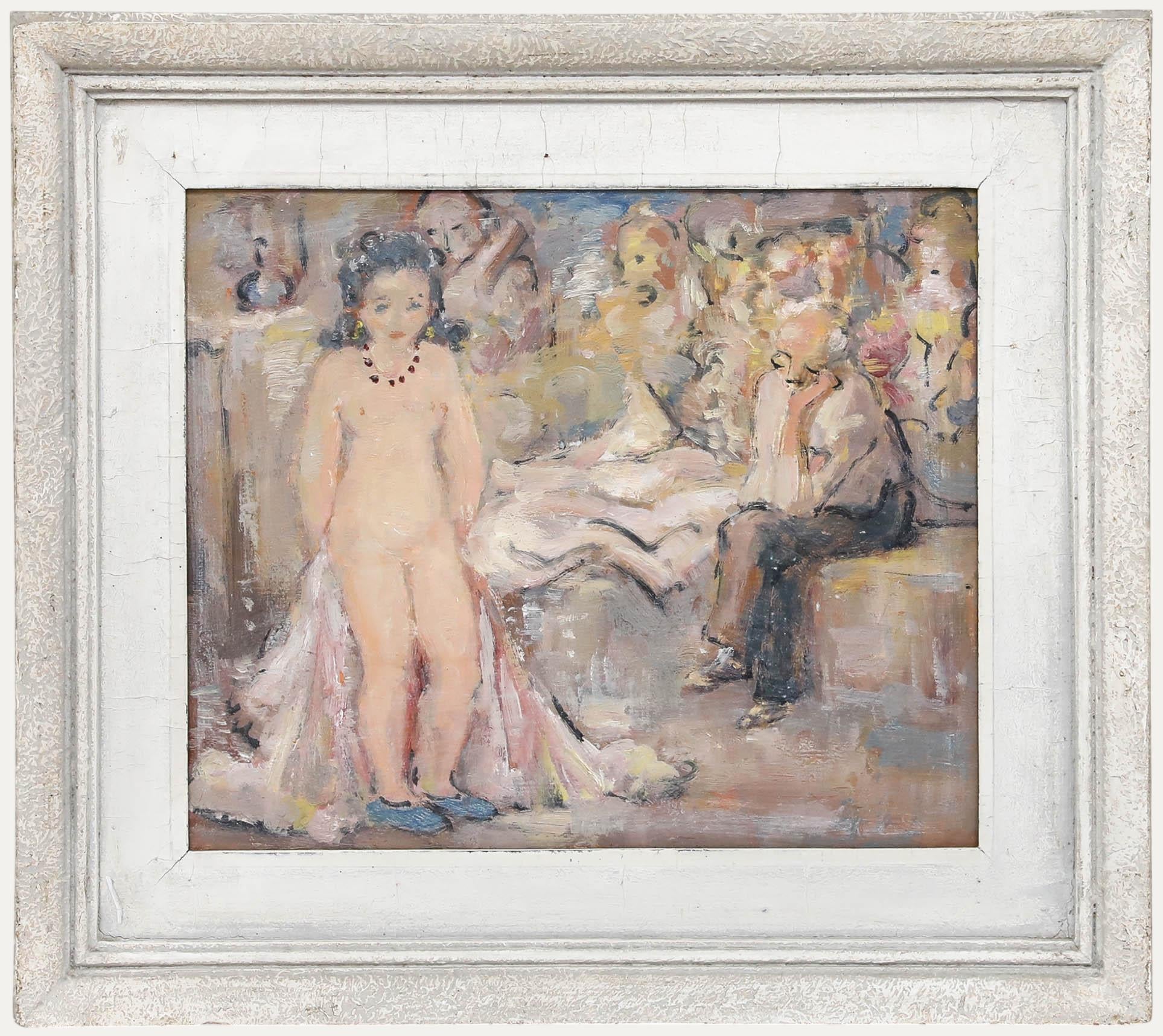 Unknown Nude Painting - Impressionist 20th Century Oil - Nude in the Studio