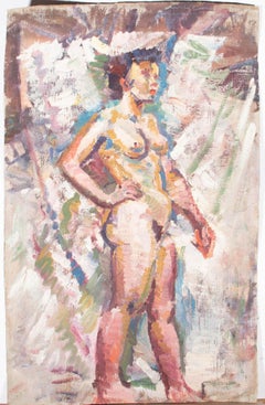 Impressionist 20th Century Oil - Posing Nude Figure